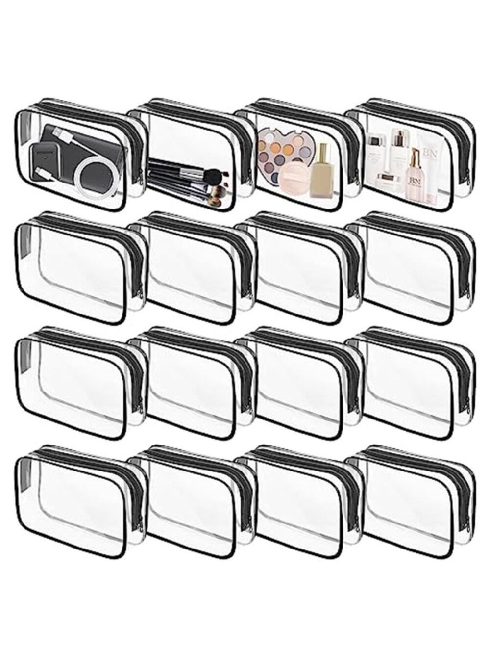 16 Pieces Clear Makeup Bags Bulk, TSA Approved Toiletry Bag for Travel, PVC
